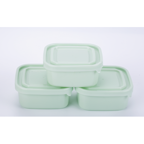 3PK quadrado recipiente de alimentos lancheira de plástico 3 pcs